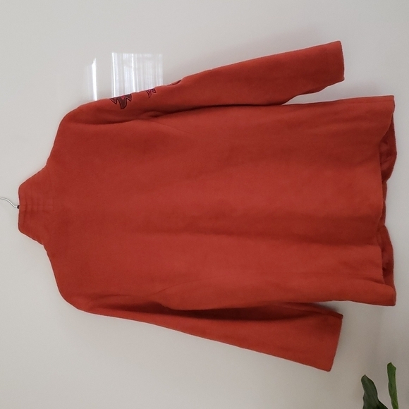 Bob Mackie orange fleece jacket, embroidery, wearable art, artisan women size M - Picture 7 of 9